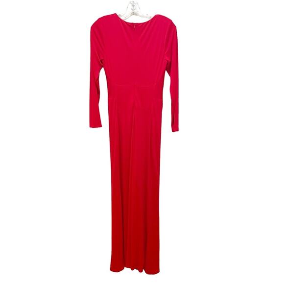 David Meister Gathered Long Sleeve Full Length Dress Red Size 6